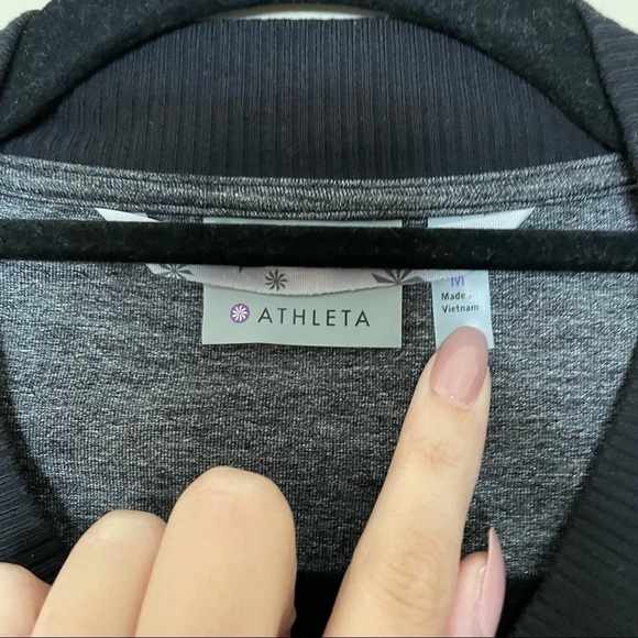 Athleta Grey and Black Bomber Zip Up Jacket - Picture 4 of 8